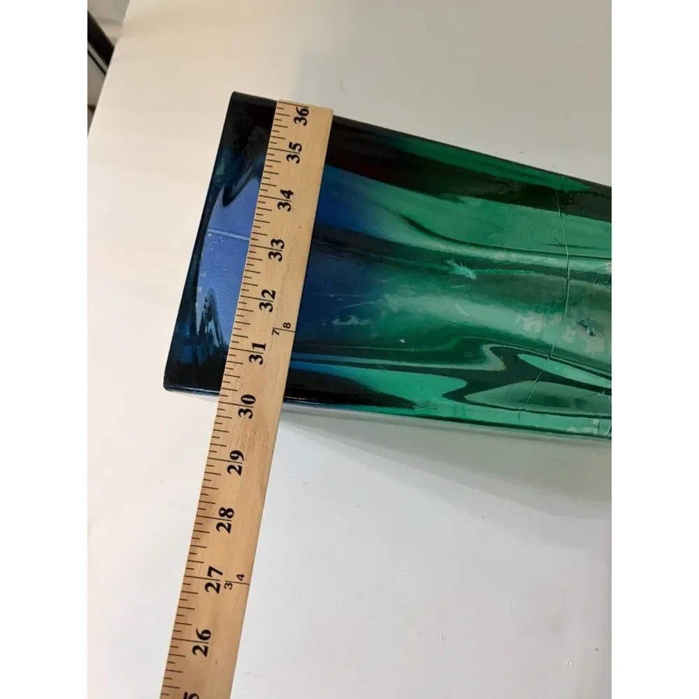 Vtg Murano Sommerso Art vase Green to Blue Lead Crystal Vase 15